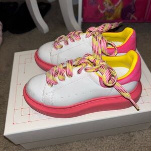 Alexander McQueen White and Pink Colorful Sneakers